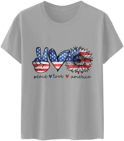 uikmnh ženske Tees trendi posada vrat Amerikanische Flagge pamuk Casual ljeto Valentinovo tuniku toplo Kratak rukav košulju