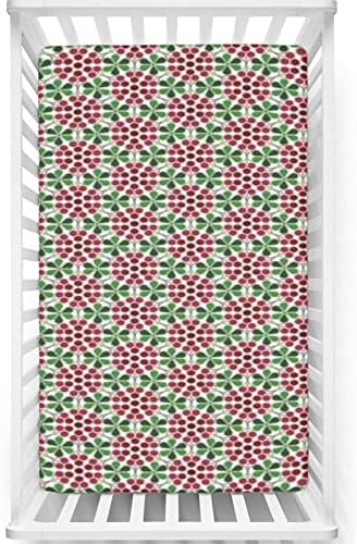 Opremljeni list sa prirodom, standardni madrac krevetića sabirni list mekani madrac za madrac za djecu za djecu za djevojčicu ili dječak, 28 x52, sušena ruža zelena rubina