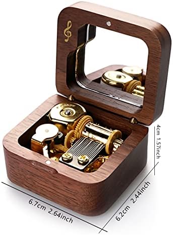 Rutavm MusicOwelry Box Mini Wooden Music Box, Music Box sa ogledalom Creative Music Box Poklon za Valentine