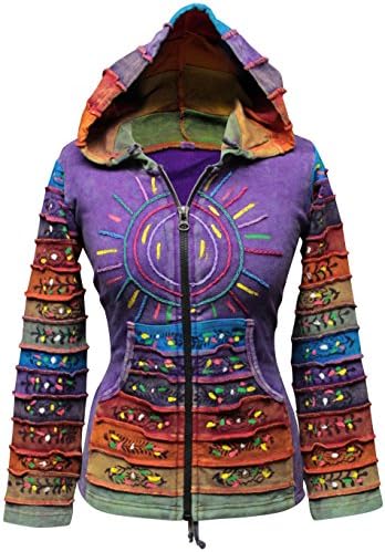 ShopOholic Fashion ženski suncobran PATCHWork Pixie Hippy Ribs Hoodie izblijedjela jakna