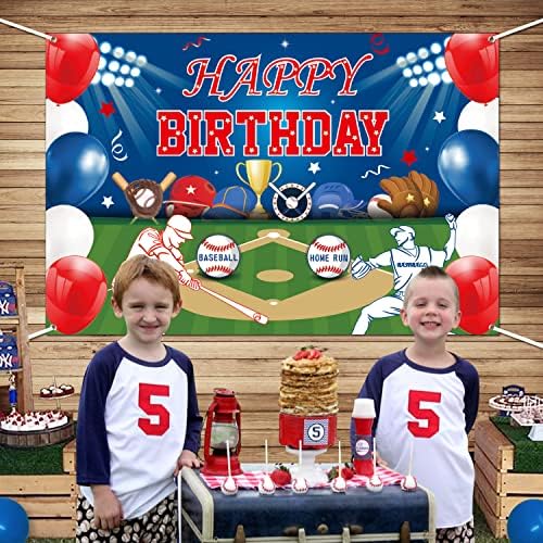 Bejzbol Party Decorations-47 x 71 Baseball Happy Birthday Banner veliki Bejzbol pozadina za dječake djecu Teens Baseball tema rođendanske zabave Supplies