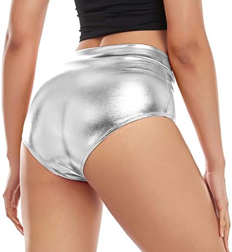 Kepblom ženske sjajne metalne plijenske kratke hlače visoke strukske rave dno za plesni festival