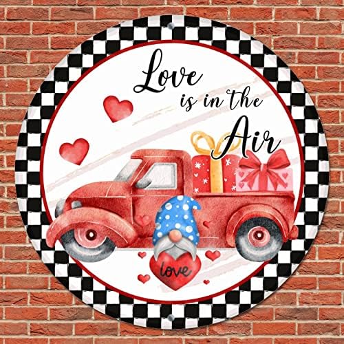 Okrugli metalni znak zaljubljene ljubav ljubav je u zrak gnomi kamion smiješan vrata vrata Vintage