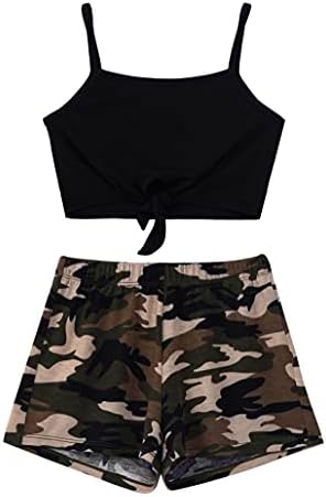 Yartina Kids Girls 2 PC Hip Hop Dance / Sport / Swim trezari za trake za obrezivanje s dna Aktivni odjeća Leotard Green # B 8 godina