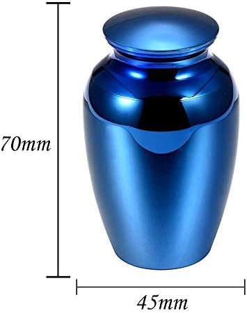QWYU URNS za pepeo za odrasle srednje male zadržavanje urne za ljudski pepeo Mini kremiranje pepeo urns Metalni legura Memorijalni pepeo Silver / Blue / Gold-Gold_7045mm