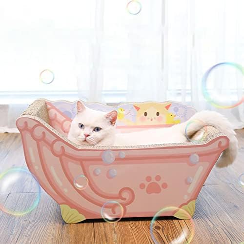 Generički grebač za mačke kartonski jastučić za grebanje za mačke Lounge Couch Grind Claws Valoviti jastučić za grebanje za mačke sprječava oštećenje namještaja igračka za kućne ljubimce, Pink