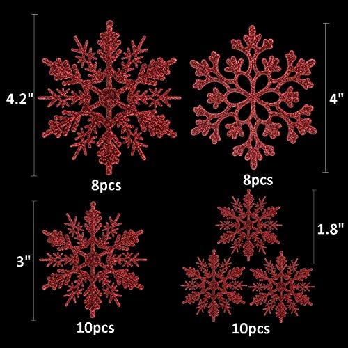 Sortovirano 36pcs Plastične snežne pahulje Glitter Snowflake ukrasi za ukrase božićnih drva