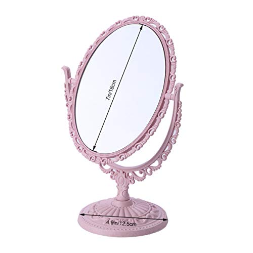 Minkissy Vintage ogledalo za šminkanje, stolno toaletno ogledalo sa postoljem, dvostrano Kozmetičko ogledalo sa rotacijom od 360 stepeni za spavaću sobu kupatilo