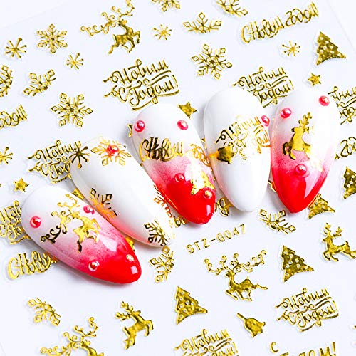 Macute Gold Nail Art naljepnice 3d Božić naljepnice za nokte 9 listova samoljepljiva pahuljica