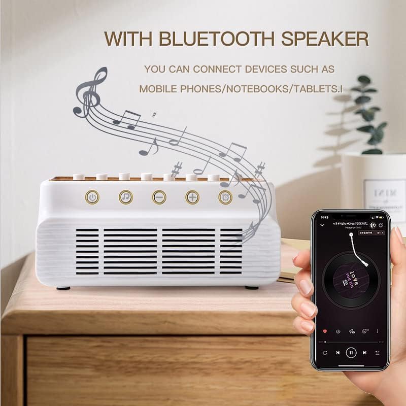 Bluetooth zvučnik, Mašina za bijeli šum sa 8 opuštajućih prirodnih zvukova, DIY zvučnik za više scena, prenosiva zvučna terapija za dom, Tajmer za automatsko isključivanje, bežično, USB punjenje