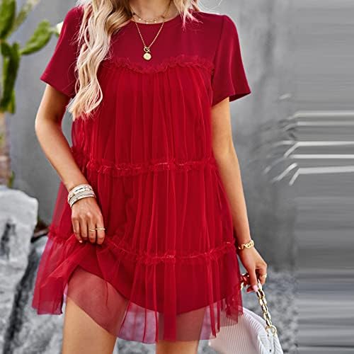 Ženska 2023 ljetne haljine labava kratki kratki rukav mini haljina čipkasti patchwork casual cvjetna ljuljačka