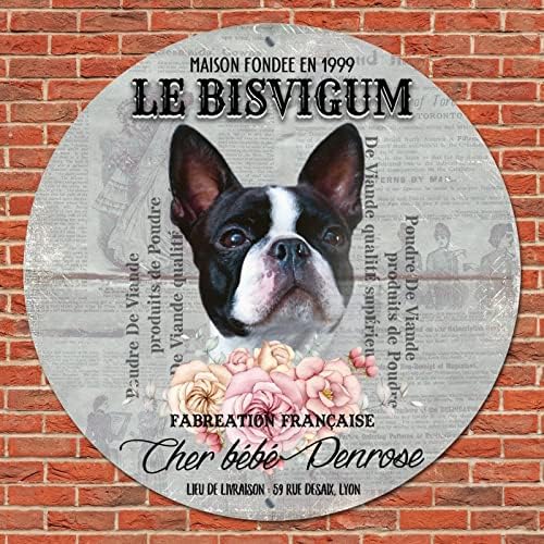 Funny okrugli kućni ljubimac Metal Tin znak Prilagođeni kućni ljubimac Naziv za pse Francuski vintage