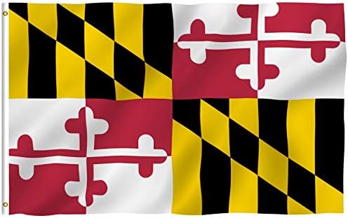 Anley fly Breeze 3x5 Foot Maryland država poliester Zastava-živopisne boje i fade proof-platno zaglavlje i dvostruko prošivena - Maryland MD zastave sa mesing Grommets 3 X 5 Ft