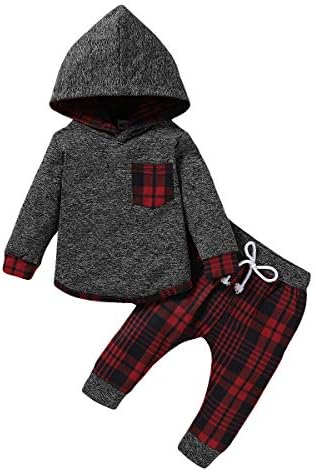 Baby Boy odjeća za jesen odijelo Pleaid džep dukserice + hlače set zimske odjeće