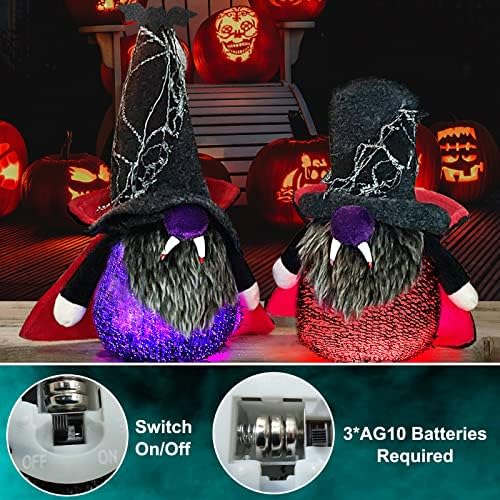 ShallMeon 2p Halloween Gnomes Dekoracije RGB COLL Promjena svjetla Glush Halloween Vampire Gnome Dekor