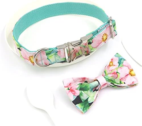 Dhdm ovratnik za kućne ljubimce personalizirana ružičasta cvjetna štampa slatka ogrlica za pse i set