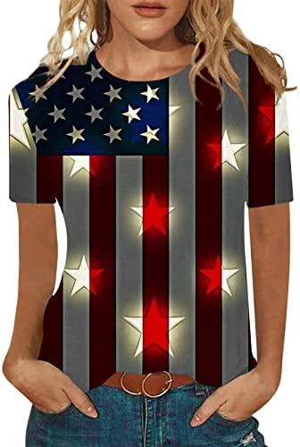 Ženski vrhovi za rad kratki rukav USA Dan nezavisnosti Ispisani TOP Ležerne prilike O-izrez Bluze Košulje