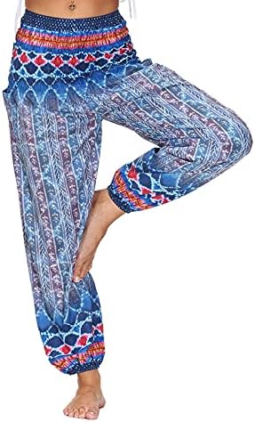 ICJJL ženske tiskane joge hlače cvjetovi casual pantalone Sportske hlače Široko noge tiskane