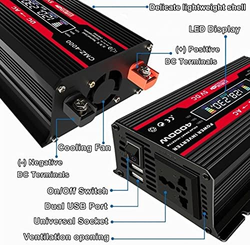 4000W Solar Power Inverter DC 12V na AC 110V/220V Dual USB modifikovani sinusni talas Auto Power Inverter