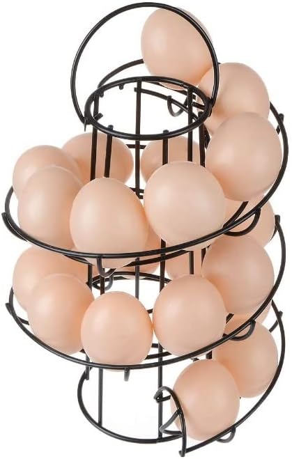 Linalife Spiralni stalak za dozator za skelet za jaja Home Upgrade čvrsta baza 20 držač korpe za jaja metalni stalak za dozator za skelet za jaja, korpa za stalak za odlaganje za radnu ploču, kuhinja