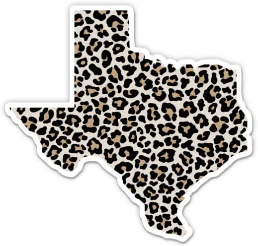 Texas slatka Leopard Print uzorak država oblik naljepnica-3& # 34; laptop naljepnica-vodootporan vinil za auto, telefon, flaša za vodu - Texas Decal