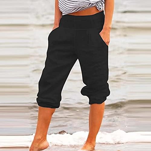 Sitne pantalone za žene poslovne Casual i ošišane Casual džepne pamučne čvrste pantalone ženske pantalone