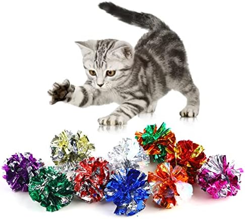 Lomimos 20pcs CAT CRINKER kuglice, šarena interaktivna milarna mačka za unutrašnju mačiću vježbu Play Chase Swat