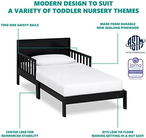 Dream On Me Brookside krevet za malu djecu u crnoj boji, Greenguard Gold certificiran, JPMA certificiran, dizajn