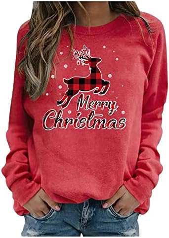 ayaso ženske Slouchy Božićne dukseve elastičnost Tee tajice majice labave tunike Božić Print džemperi