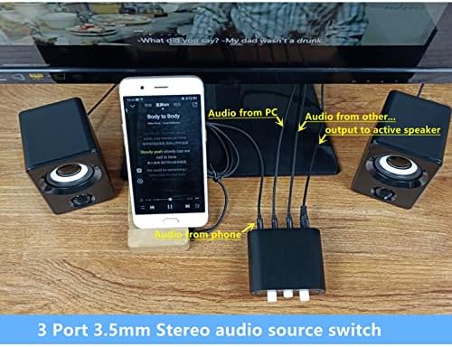 Lysldh 3-kanalni 3,5 mm Aux stereo audio izvorni prekidač, 3 u 1 OUT ulaznim prekidačem signala selektor