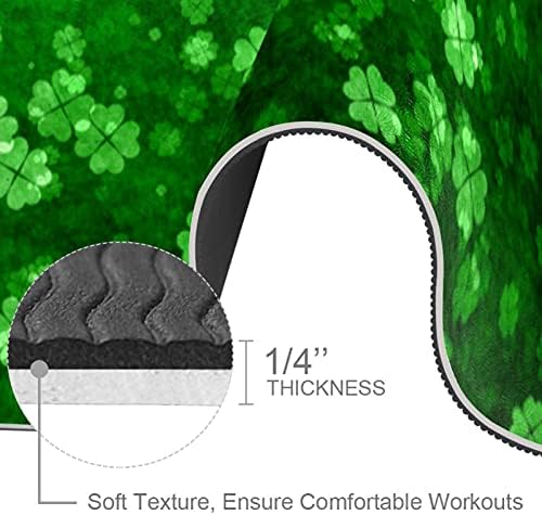 6mm Extra Thick Yoga Mat, St Patricks Day Green Clover list Print Eco-Friendly TPE exercise Mats Pilates Mat sa za jogu, trening, Core Fitness i Kat vježbe, muškarci & žene