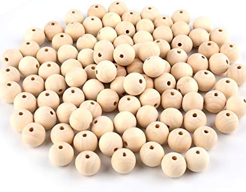 Foraineam 300 komada 16mm perle od prirodnog drveta nedovršene okrugle drvene labave perle drvene Odstojne perle za izradu zanata