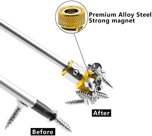 Zorveiio 5 kom bit Magnetizer prsten, magnetni vijčani prsten metalni Bit Magnetizer prstenasti magnetni držači za 1/4 inča šesterokutni odvijač i powrer bits-Yellow