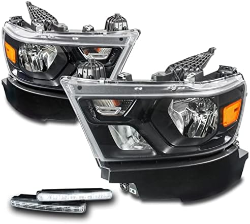 ZMAUTOPARTS zamjenski farovi prednja svjetla Crna w / 6 Bijela LED DRL kompatibilna sa 2019-2022 Ram 1500 Pickup