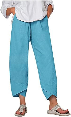 DSODAN ženske kapri hlače labavi mekani vučni trenerke s kauzalnim pamučnim pamučnim pantalonama sa džepovima