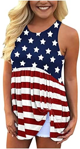 Ženska američka zastava Cisterna za zastavu 4. jula Slatki čvor Prednja patriotska majica Ljetni plute