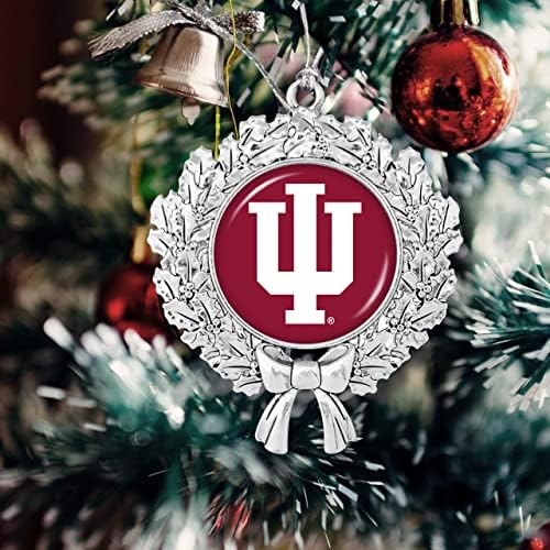 Od srca preduzeća Indiana Hoosiers vijenac sa tim Logo srebrni Metal Božić ukras poklon Drvo ukras IU
