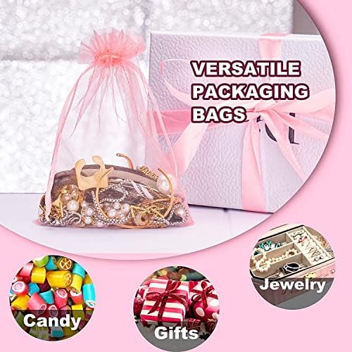 Hongyitime 50 kom 8x12 rumenilo roze Organza torbe, poklon torbe za nakit za zabavu, torbe za vjenčanje sa vezicama, nakit, Festival, torbe za dobro, prodorne torbe za zaštitu od voća