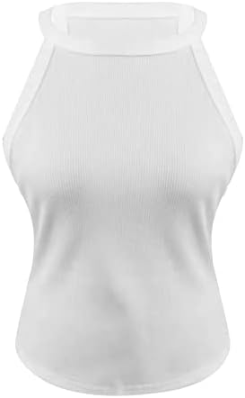 Nxxyeel Ženski vrhovi bez rukava CREW izrez Tunika Čvrsta boja Halter majica Mekani casual ugradbeni