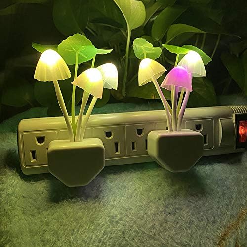 [2 Pack] UTLK Plug u LED gljiva noćno svjetlo lampa sa sumrak do zore senzor, rez boja mijenja krevet