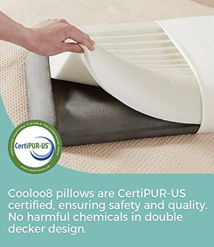 Contour Memory Phoam jastuk, bočni spavač jastuk dvostruko sloj protiv hrčevog jastuka sa ergonomskom dve visine, certipur-US, kraljica, bijela