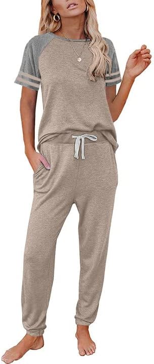Prettygarden ženska odjeća za dvije komade prugaste kratki rukav i duge hlače TrackSit PAJAMA Lounge
