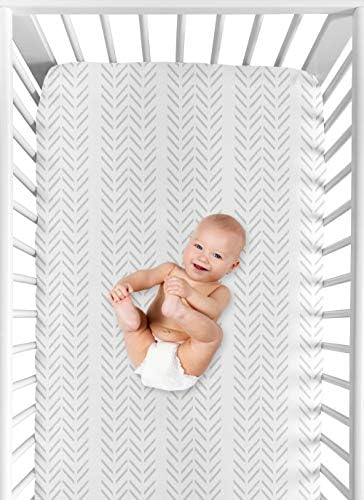 Sweet Jojo Dizajn Sivi Chevron arrow Dječak opremljeni krevetić za djecu ili toddler Dječji vrtić -