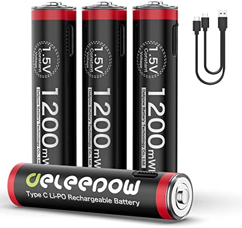 Deleepow USB punjive AAA baterije 4 pakovanja, USB C punjive trostruke a litijumske baterije,