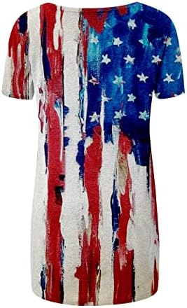 Dnevne majice za žene, ženska američka zastava Ispis tunika Tunic Tors kratki rukav V izrez 4.