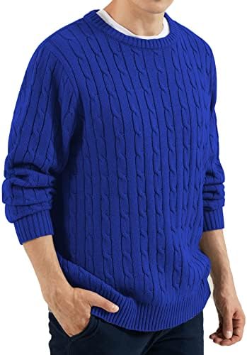 Qualfort muški kabelski džemperi Crewneck pulover duks dugih rukava casual vrhovi