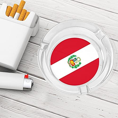 Peru zastava Moderni okrugli stakleni ladici za pepeo prijenosni ukrasni cigari cigareti pepeljarski