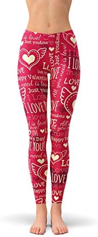 Valentinen dnevne gamaše za žene srednje struk crvene vježbe hlače volim te i srca