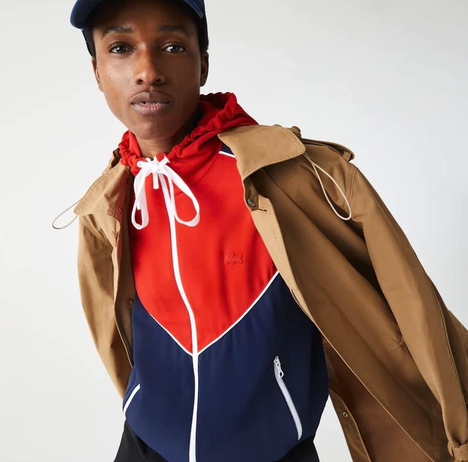 Lacoste ženska jakna za zip-up colorblock, plava / bijela / crvena, 38