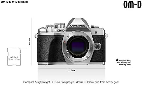 Olympus OM-D E-M10 Mark III sistemska Kamera Micro Four Thirds, 16 megapiksela, stabilizator slike, elektronsko tražilo, 4k Video, srebro
